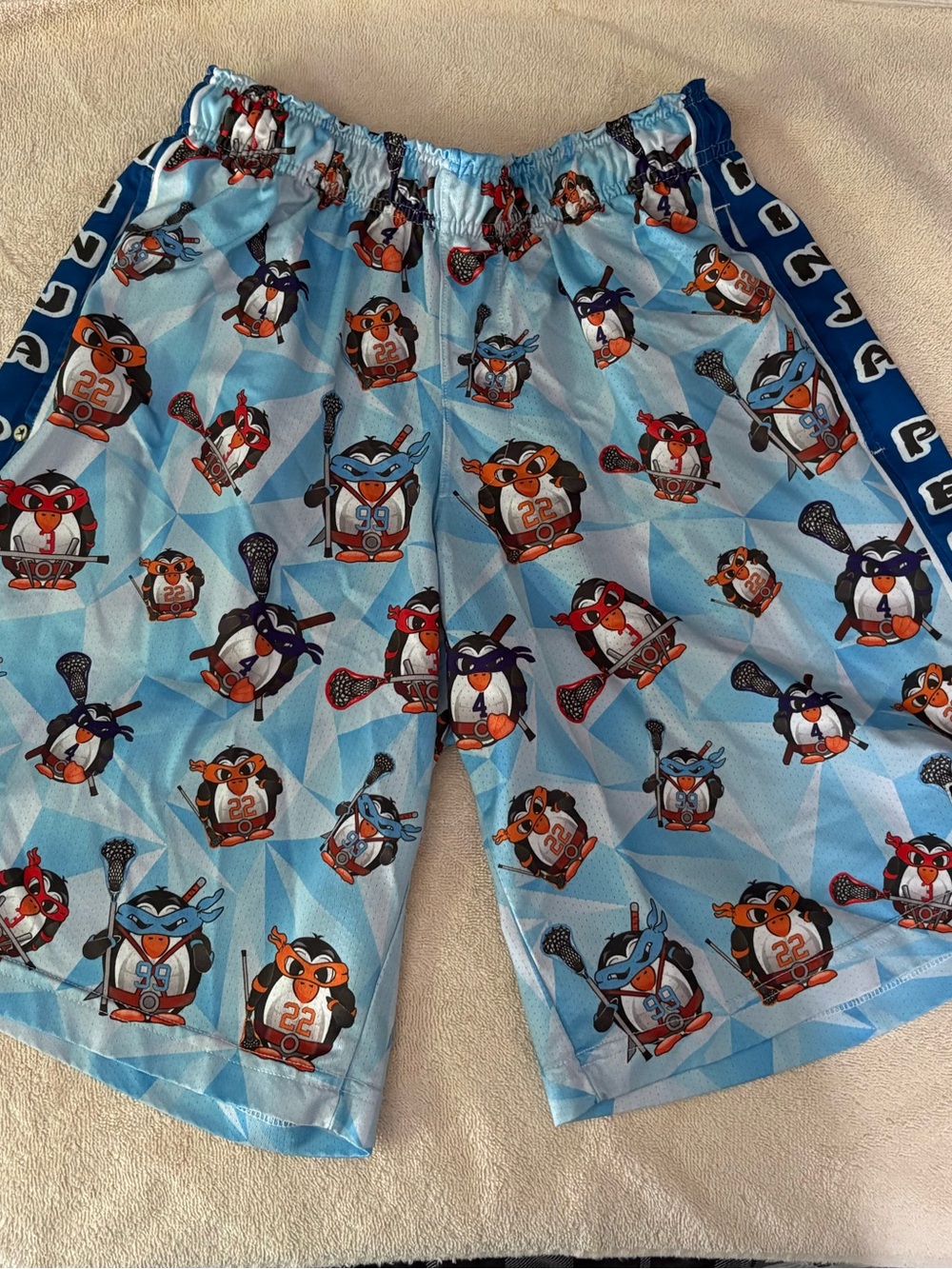 Men's Athletic Lacrosse Print Shorts - Light Blue